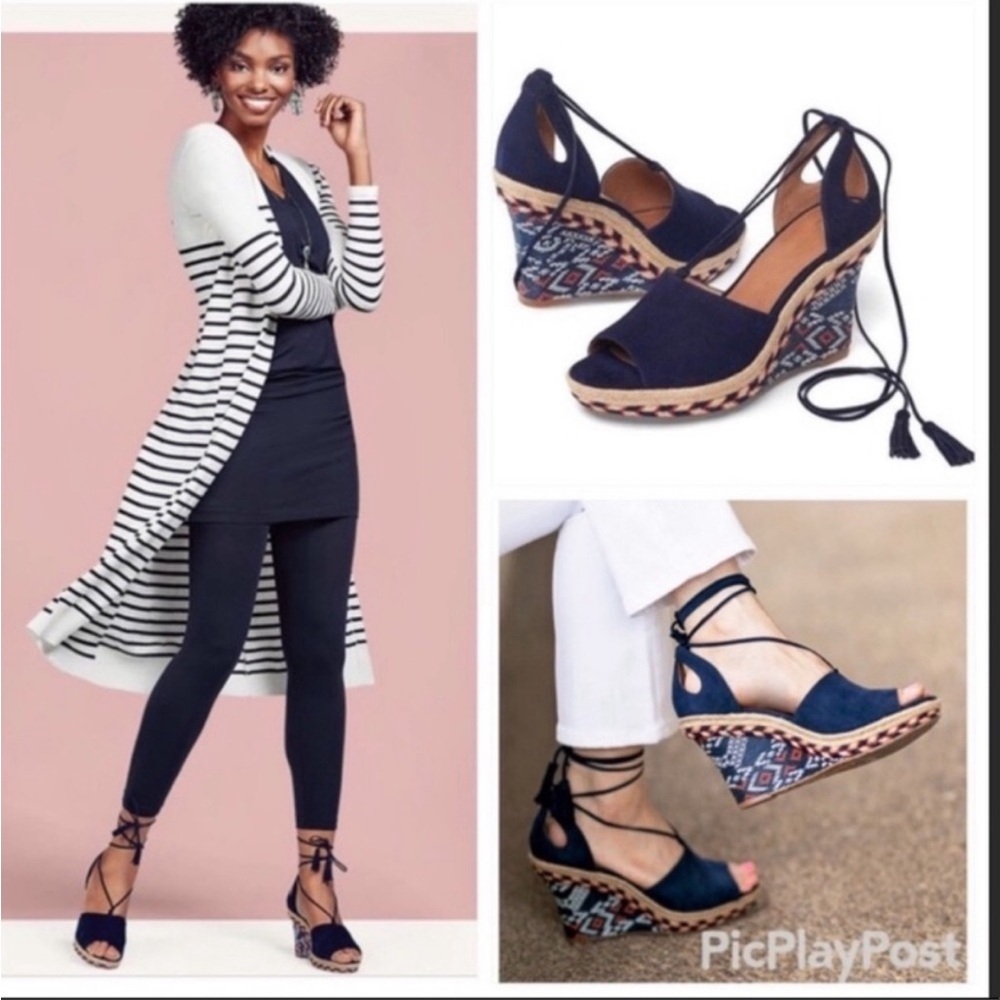 Cabi isla blue wedge sandal - Picture 2 of 6